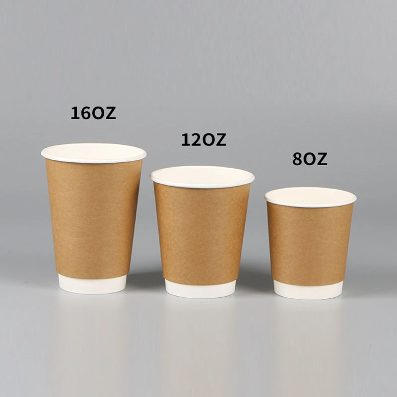 High Quality Disposable Paper Cup Lid 8oz 12oz 16oz Double Wall Paper Coffee Cups Disposable with Lids