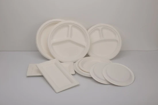 Platos ovalados de papel biodegradables desechables ecológicos para alimentos o frutas